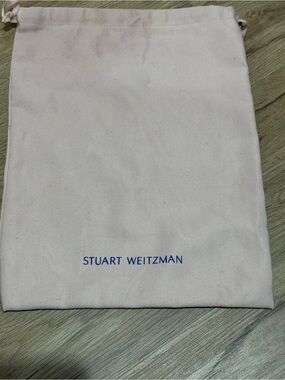 Stuart Weitzman Pale Pink Drawstring Dust Bag with Blue Logo